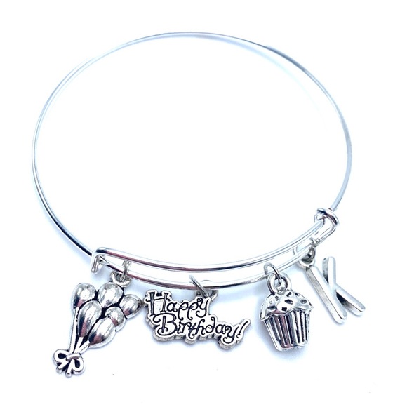 Happy Birthday Bracelet Bangle Charm May Be Personalized - Picture 2 of 5